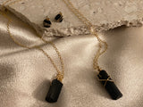 RAW BLACK TOURMALINE NECKLACE