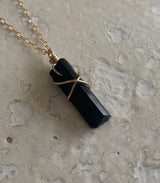 RAW BLACK TOURMALINE NECKLACE