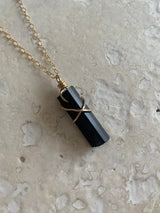 RAW BLACK TOURMALINE NECKLACE