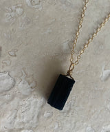RAW BLACK TOURMALINE NECKLACE