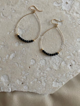 BLACK ONYX TEARDROP HOOPS