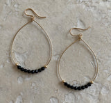 BLACK ONYX TEARDROP HOOPS