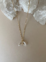 CLEAR QUARTZ MOON NECKLACE