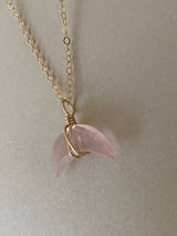 ROSE QUARTZ MOON NECKLACE