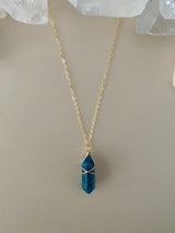 BLUE APATITE CRYSTAL NECKLACE