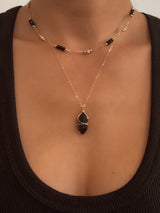 GOLDEN OBSIDIAN CRYSTAL POINT NECKLACE
