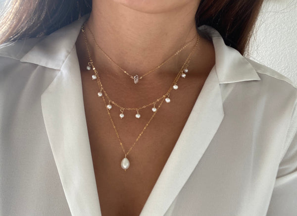 14K SWEET PEARL DROPLET NECKLACE