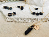 BLACK ONYX TEARDROP PENDANT NECKLACE