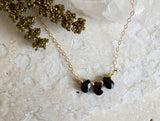 TRIPLE BLACK ONYX TEARDROP NECKLACE