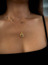 LABRADORITE SUN MEDALLION NECKLACE