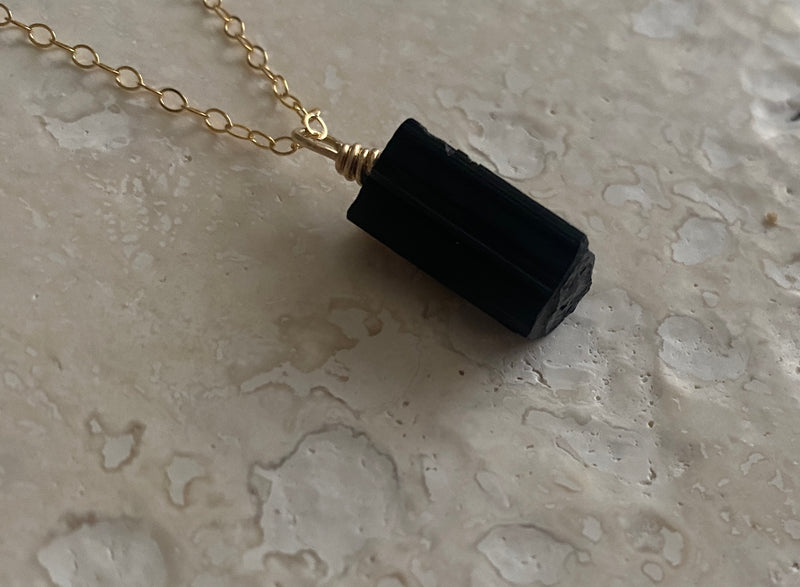 Raw Black Tourmaline Pendant - Uniquelan Jewelry