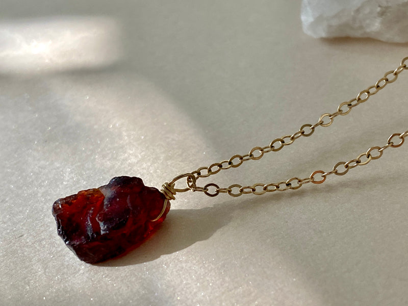 RAW GARNET NECKLACE – By Helen P