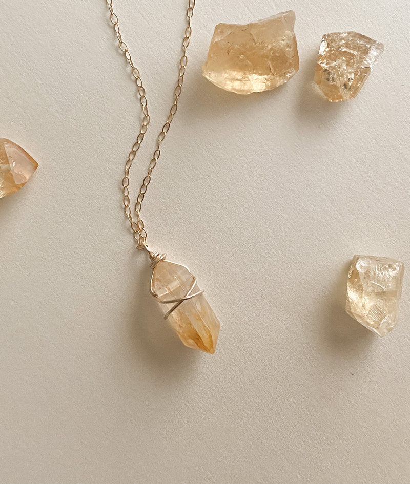 Haley Rectangle Gold Framed Crystal Necklace Pendant, 5 Gemstone Options