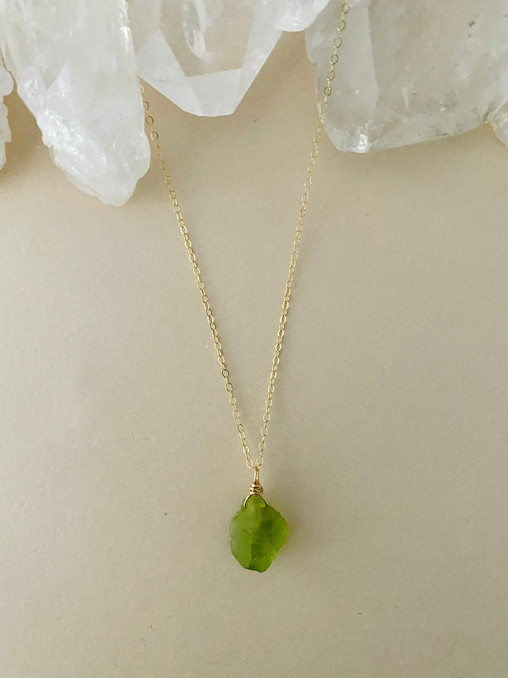 Raw Peridot Necklace - August Birthstone Necklace – ALOA