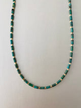 TURQUOISE & GOLD TUBE BEAD NECKLACE