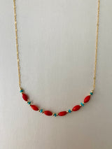 RED CORAL & TURQUOISE NECKLACE