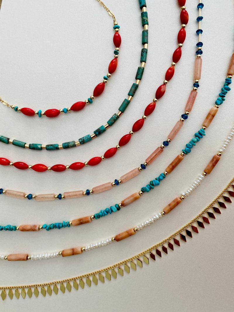 RED CORAL & TURQUOISE NECKLACE