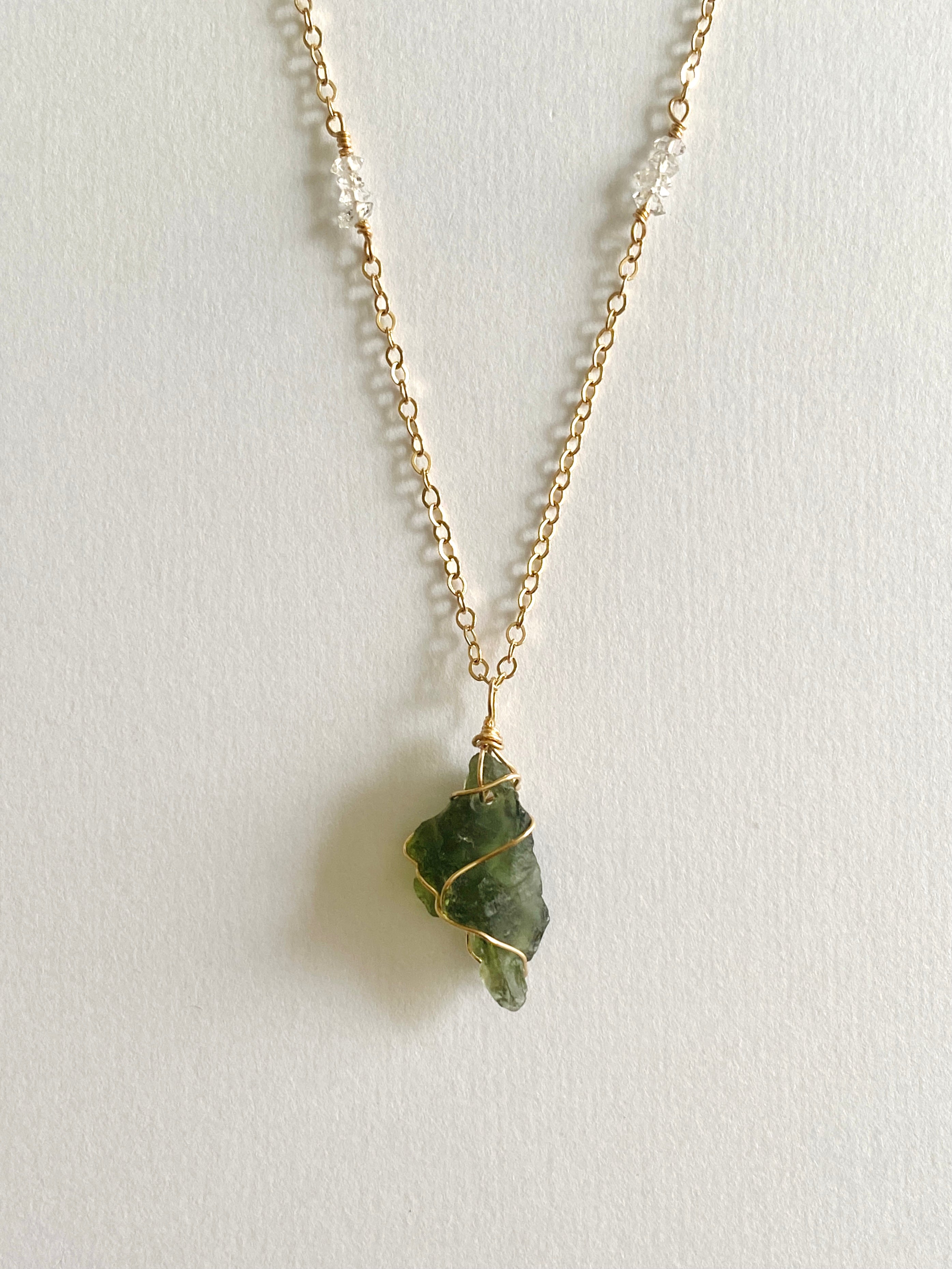 MOLDAVITE CRYSTAL NECKLACE – By Helen P