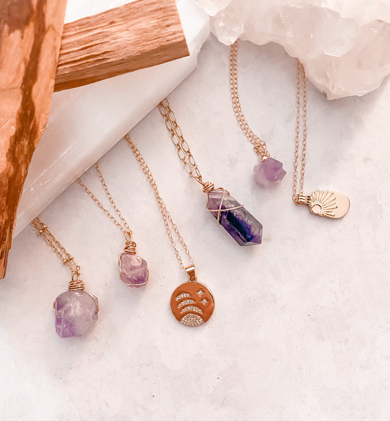 MINI RAW AMETHYST NECKLACE (for Kids)