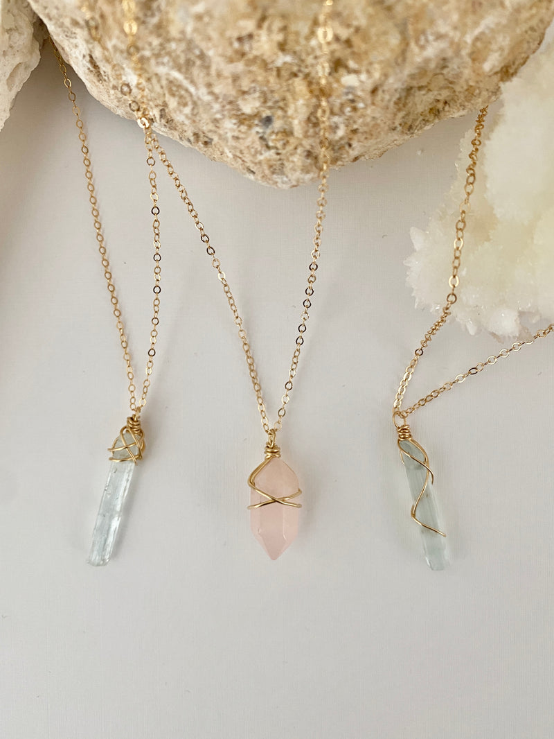 Buy Rose Quartz Pendant Necklace Pink Crystal Teardrop Chain Natural  Gemstone Healing Chakra Opal Stone Jewelry for Women Girls (Rose Gold A) at  Amazon.in