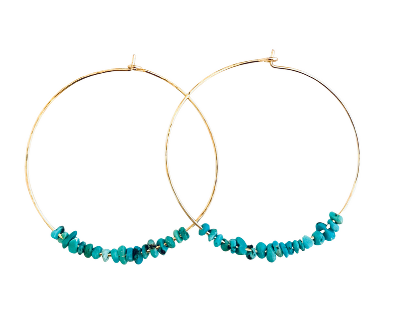 TURQUOISE NUGGET HOOPS